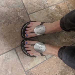 Bernardo black leather sandals